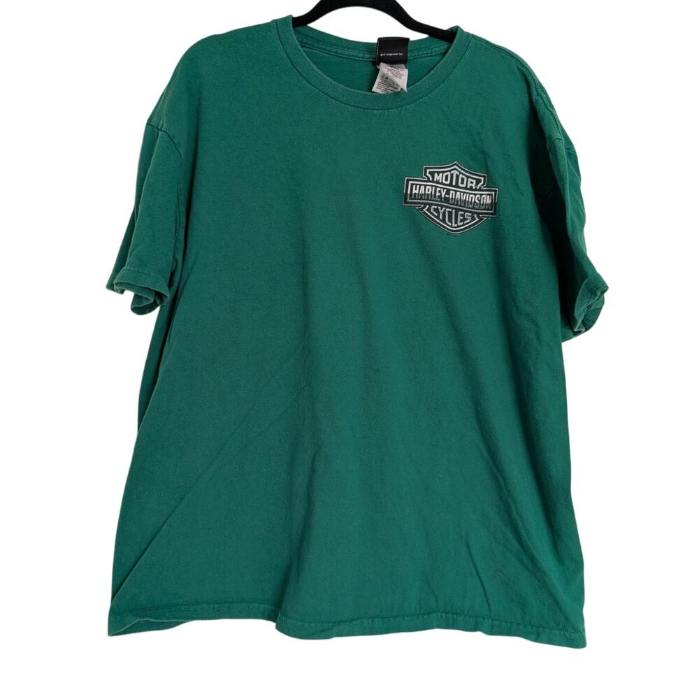 Harley Davidson XL Las Vegas Green Biker Casual T Shirt Y2K